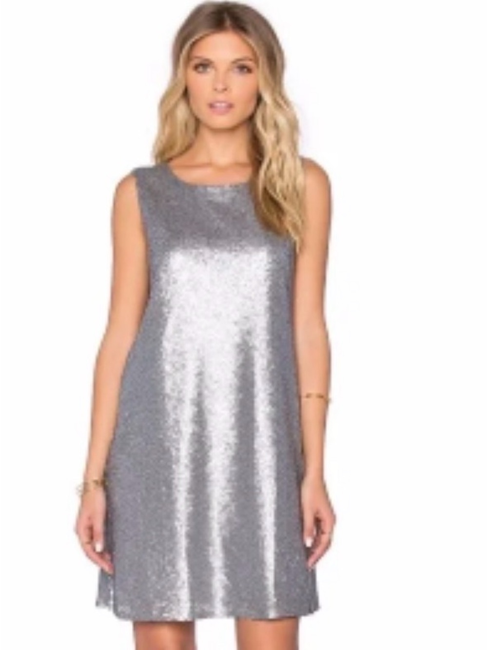 JACK Silver Sequin Sleeveless Shift Dress